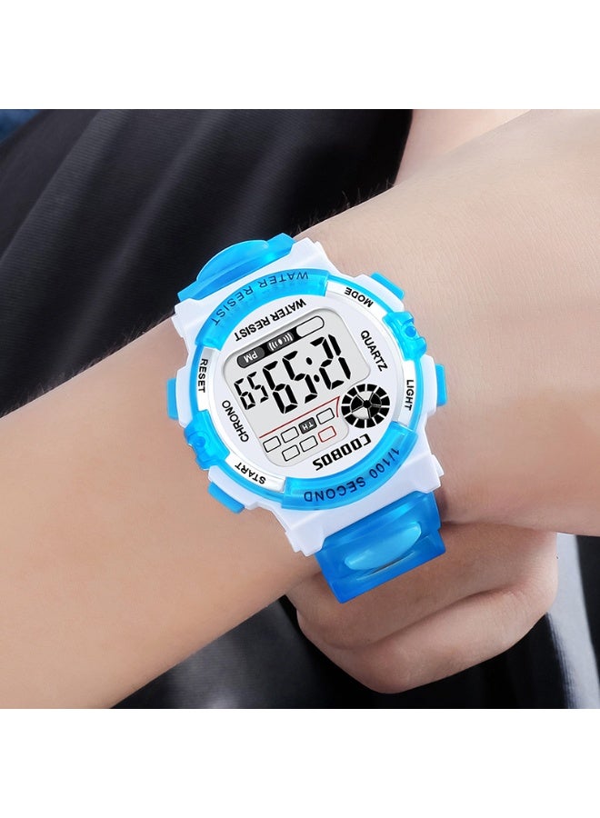 COOBOS 35mm size Children Digital Watch, Kids Water Resistant Rubber Digital Boy's and girl's Watch, Shockproof 30M Swim Safe, LED Night Light (blue) - Image 4