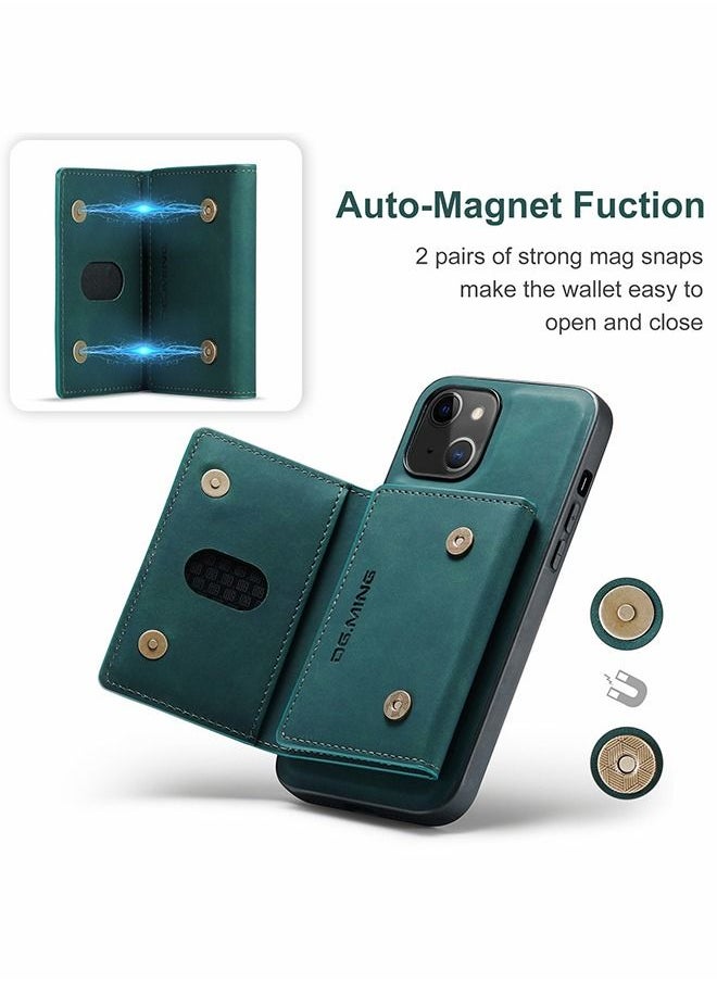 GROIC For iPhone 14 Case,2 in 1 Clutch Wallet Cover,Vintage Slim Leather Case Magnetic Detachable Tri-Fold Wallet Phone Shell,iPhone 14 6.1" Leather Case with Card Holder Pocket Slim Case  - Image 5