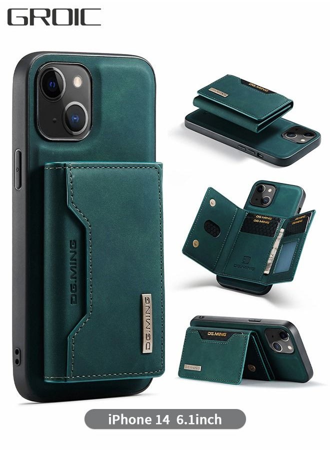 GROIC For iPhone 14 Case,2 in 1 Clutch Wallet Cover,Vintage Slim Leather Case Magnetic Detachable Tri-Fold Wallet Phone Shell,iPhone 14 6.1" Leather Case with Card Holder Pocket Slim Case  - Image 1
