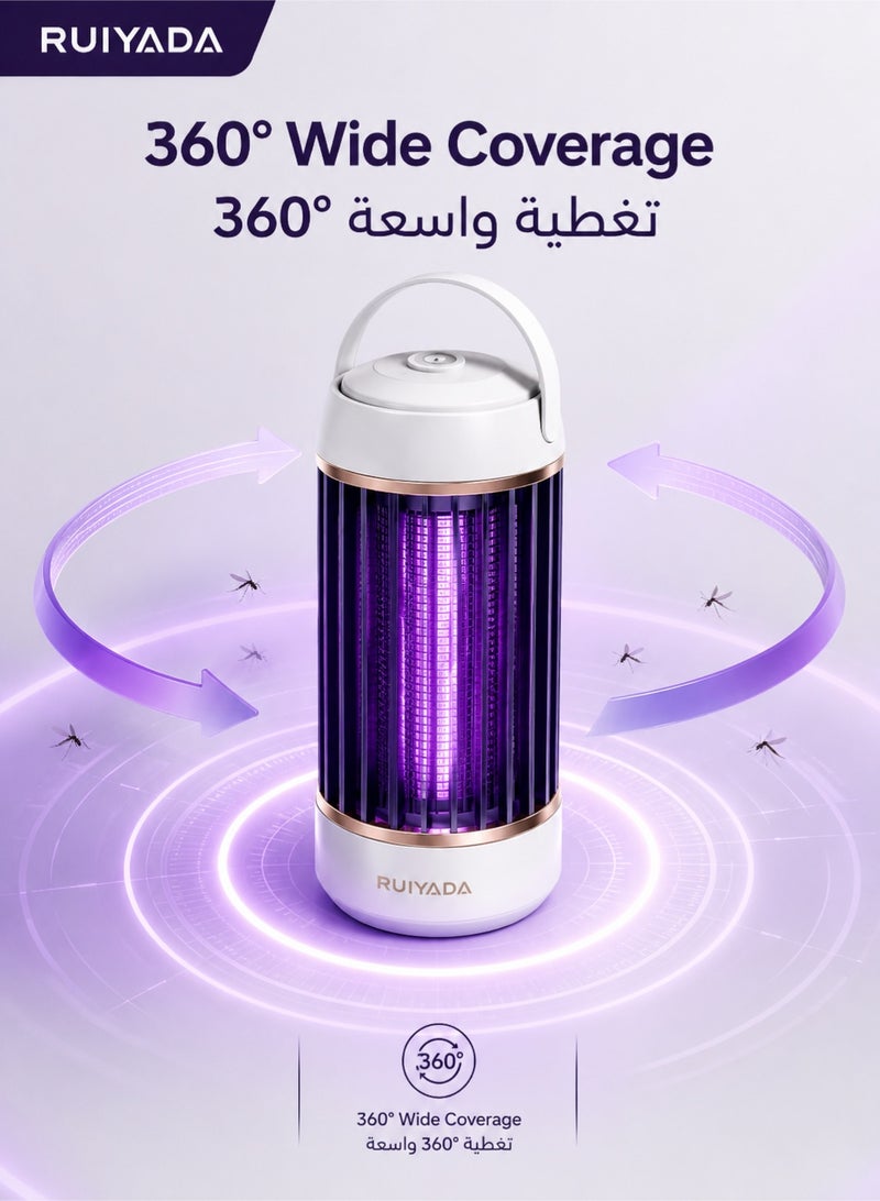 RUIYADA Mosquito Killer Lamp, Electric Mosquito Killer with 365nm UV Light, Bug Zapper Indoor, Fly Killer Lamp with High Voltage Grid, 360° Mosquito Trap for Home Bedroom Living Room Office Outdoor Camping, Quiet Insect Killer Lamp - Image 2