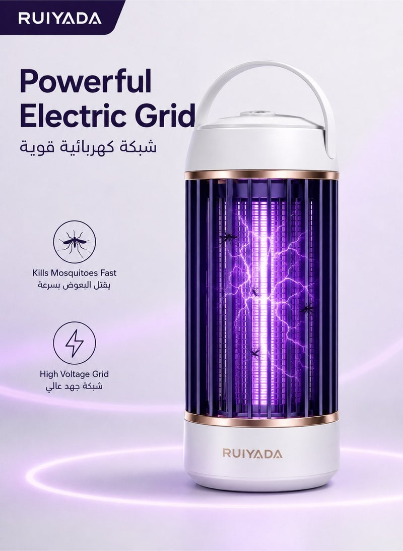 RUIYADA Mosquito Killer Lamp, Electric Mosquito Killer with 365nm UV Light, Bug Zapper Indoor, Fly Killer Lamp with High Voltage Grid, 360° Mosquito Trap for Home Bedroom Living Room Office Outdoor Camping, Quiet Insect Killer Lamp - Image 3