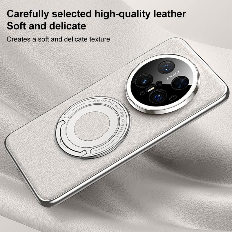إيروريكس جراب هاتف Huawei Pura 80 Pro 5G / 80 Pro+ 5G من الجلد العادي مع حامل معدني هجين وMagSafe (أحمر) - Image 4