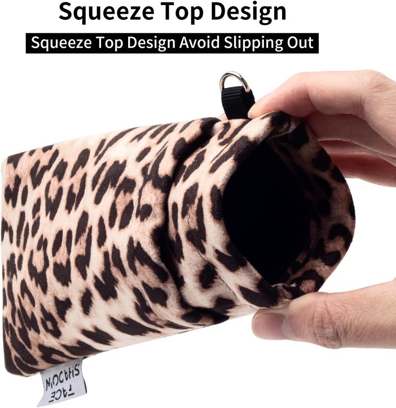 Face Shadow Double Glasses Case Soft Eyeglass Case For Women Men Squeeze Top Sunglasses Case With Cleaning Cloth - Image 2