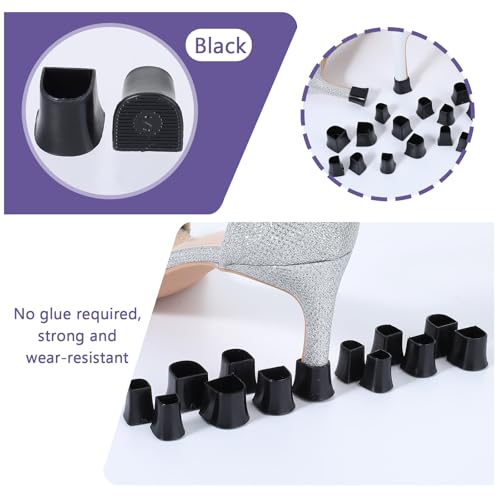 APLZGMG Heel Cap Protectors for High Heel Shoes U Shape 4 Sizes Black 12Pairs AntiSlip Noise Reducing High Heel Protector Replacement Heel Protectors Tip Covers for Stiletto and Pumps Tips - Image 5