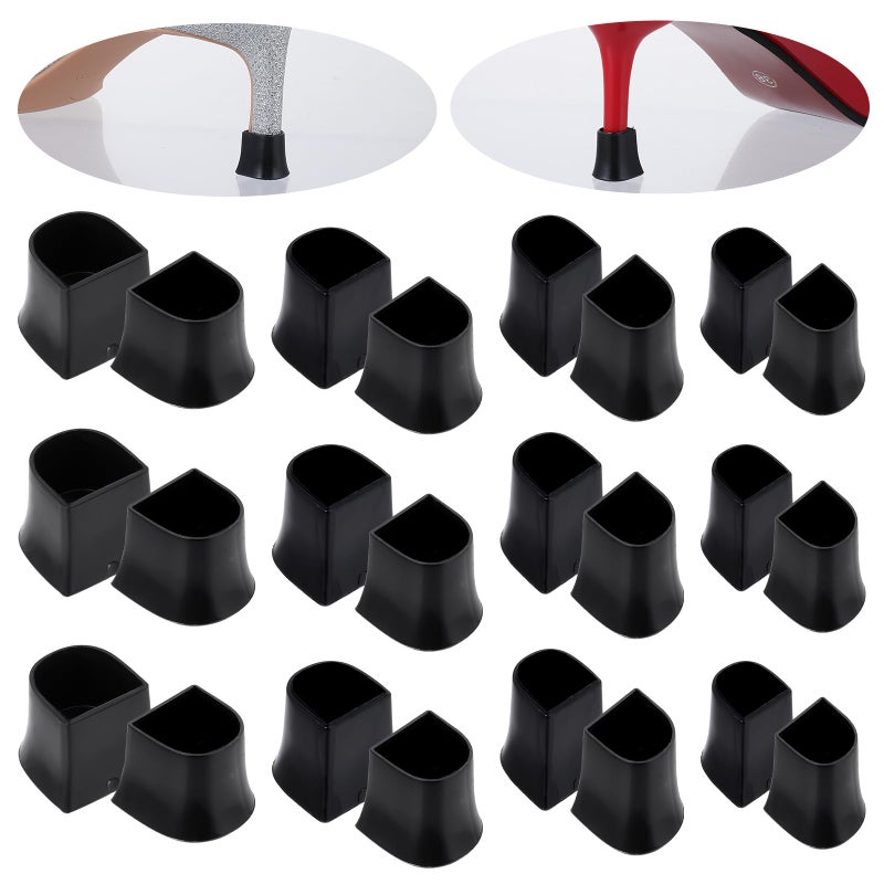APLZGMG Heel Cap Protectors for High Heel Shoes U Shape 4 Sizes Black 12Pairs AntiSlip Noise Reducing High Heel Protector Replacement Heel Protectors Tip Covers for Stiletto and Pumps Tips - Image 3