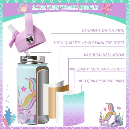 Oruiji Mermaid Bento Box for Kids Lunch Boxs for Girls Bento Lunch Box for Kids Lunch Box Set with 5 Compartments Stainless Steel Water Bottle, Lunch Bag, Ice Pack Set Back to School Supplies - Image 5