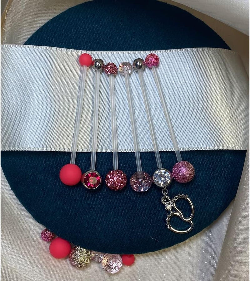 JFORYOU Pregnancy Maternity Flexible Bioplast Long Belly Button Rings Navel Retainer Body Piercing 14G 1&1/2 Inch Length Varied Style - Image 4