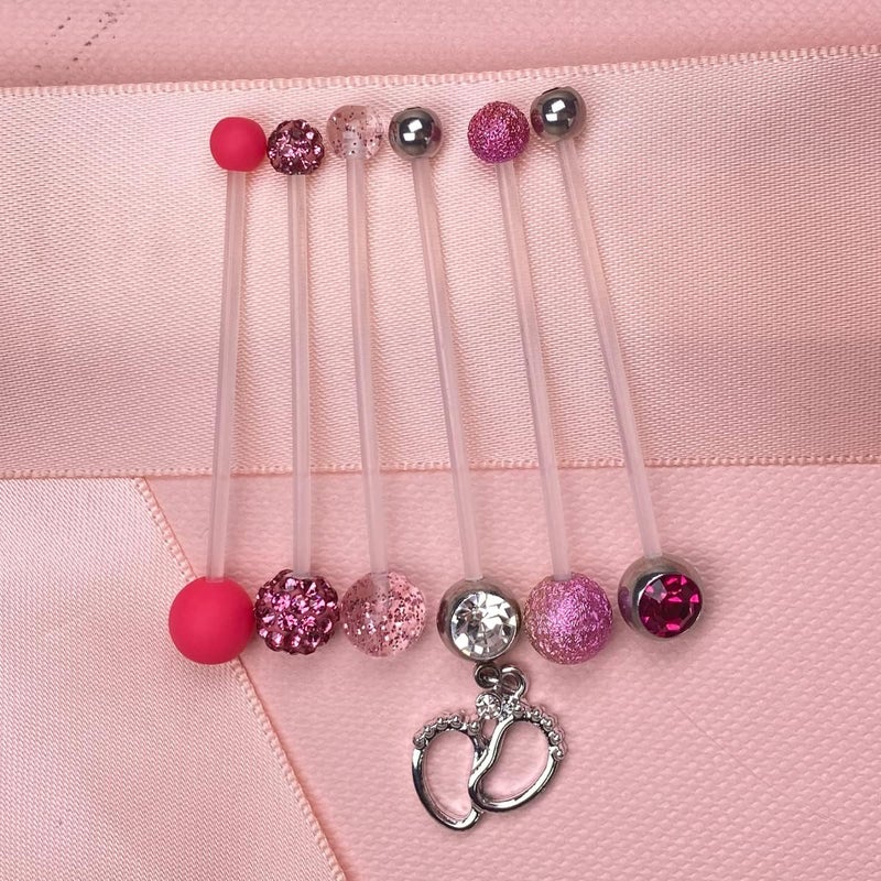 JFORYOU Pregnancy Maternity Flexible Bioplast Long Belly Button Rings Navel Retainer Body Piercing 14G 1&1/2 Inch Length Varied Style - Image 5