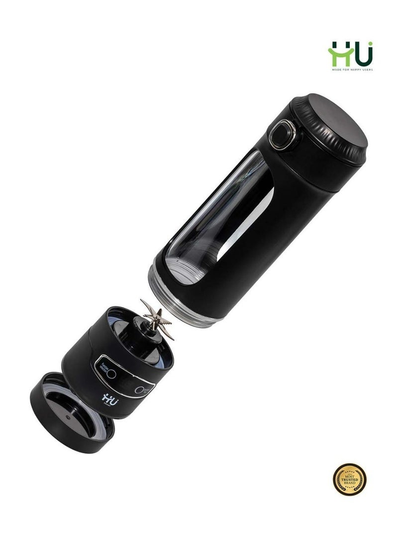 H U كوب عصارة محمول 600 مل - خلاط لاسلكي مع شاشة LCD، شحن Type-C، بطارية 1200 مللي أمبير، صانع سموذي قابل لإعادة الشحن للسفر والمنزل - أسود - Image 4