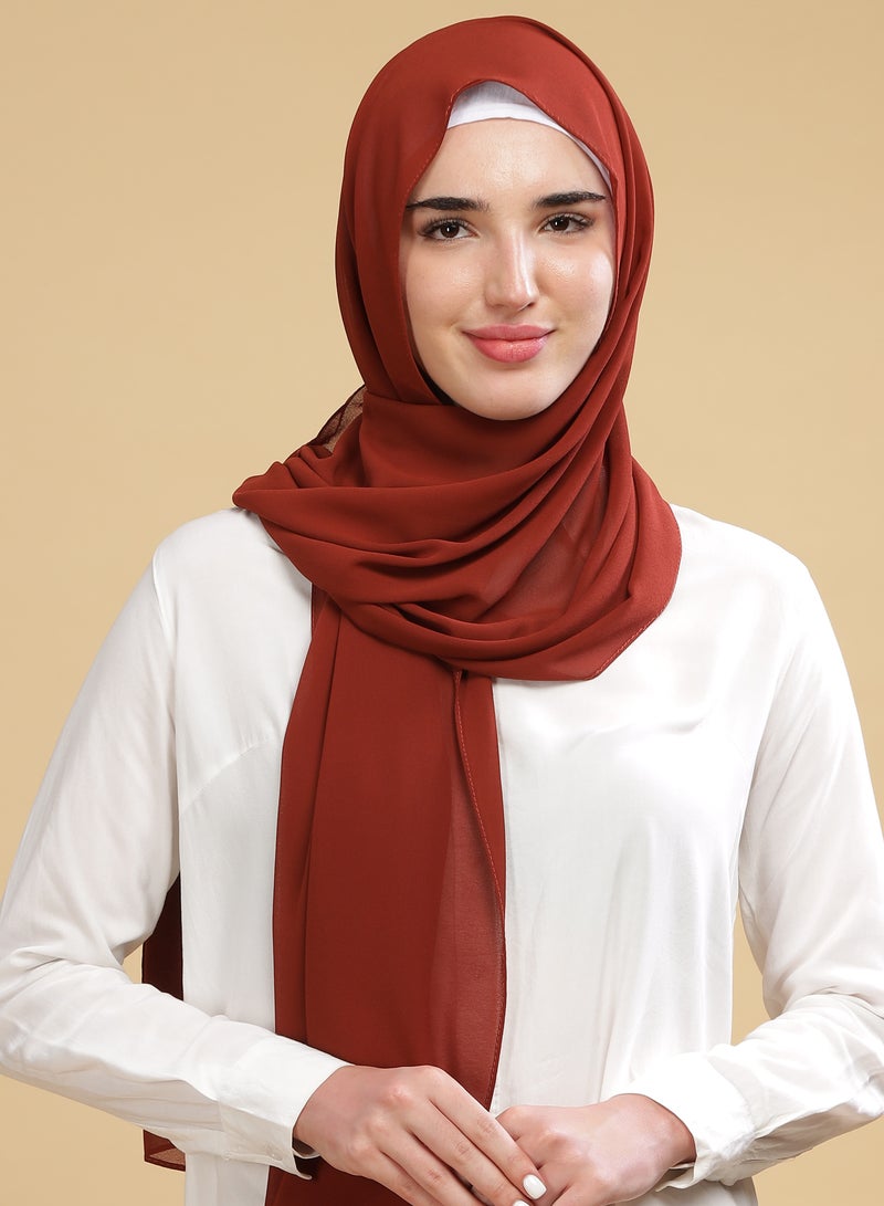 Moja Premium Georgette Hijab - Brick - Image 2