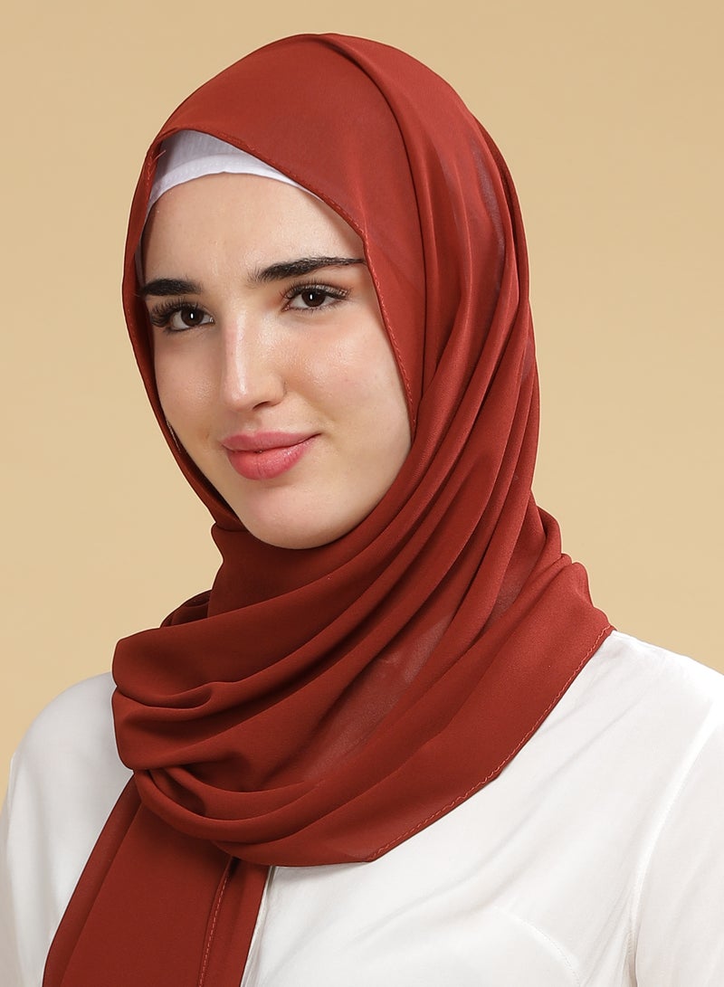 Moja Premium Georgette Hijab - Brick - Image 3