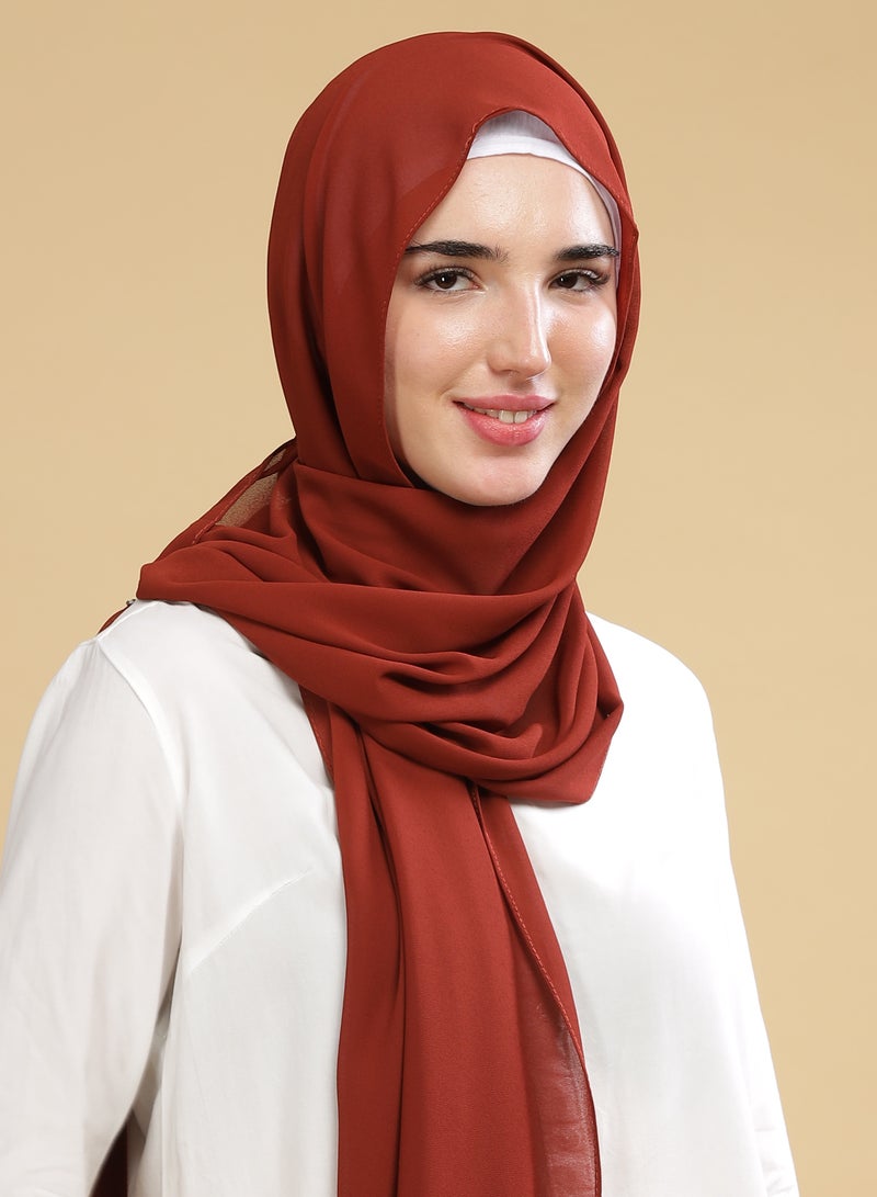 Moja Premium Georgette Hijab - Brick - Image 4