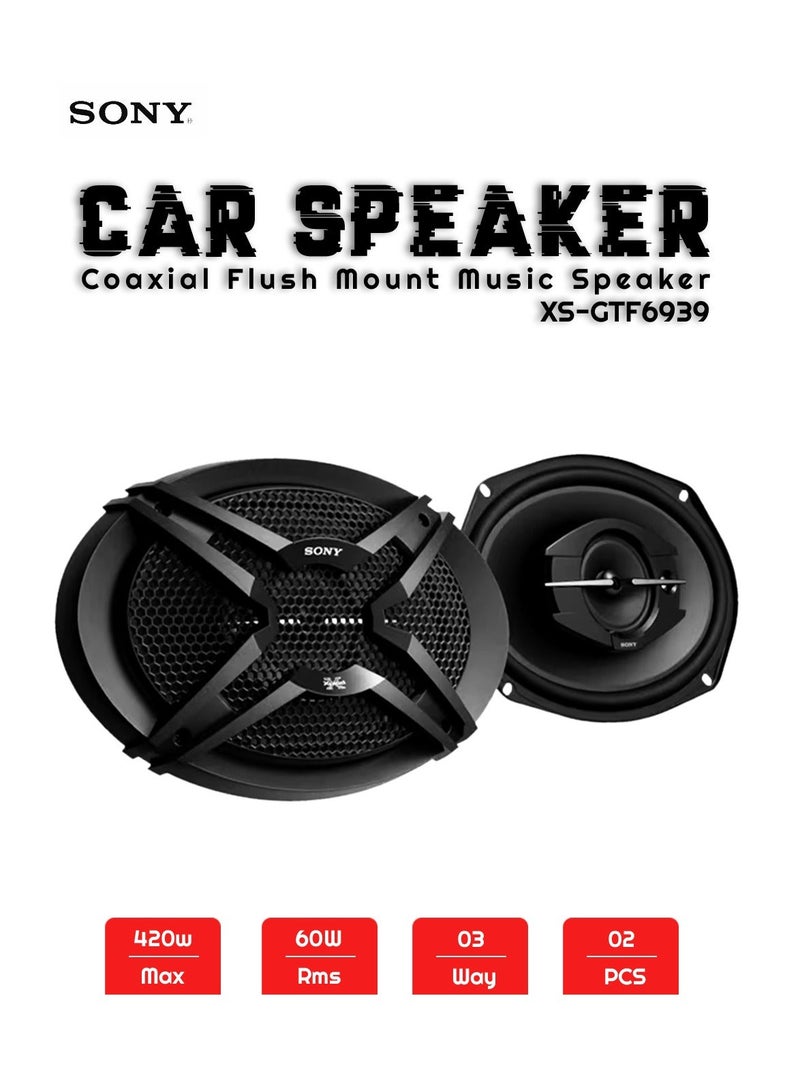 Sony Xplod Car Speaker Music Speaker 3 Way 60W/420W Max 6x9" Coaxial Flush Mount 2 Pcs Set SONY XSGTF6939 - Image 2