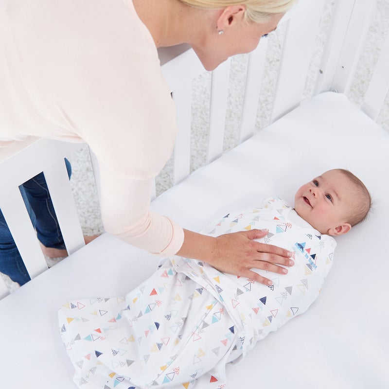 HALO Sleepsack 3-Way Adjustable Baby Swaddle, 100% Cotton - Neutral Triangles, Newborn - Image 4