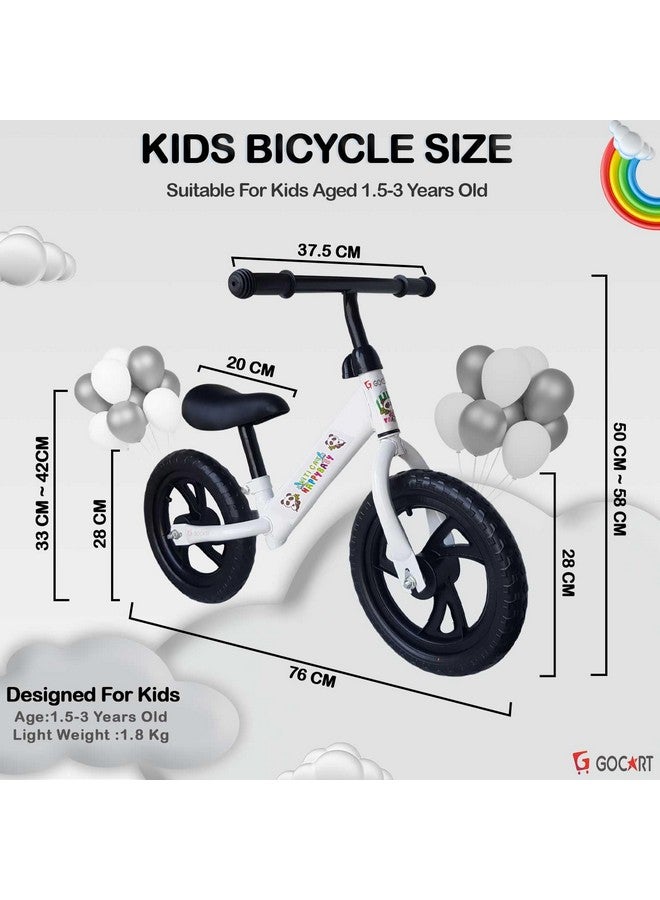 GOCART WITH G LOGO GOCART WITH G LOGO Kids Training Bicycle Without Pedal for 1.5 to 3 Year Old Kids (White (Black MAG Wheel)) - Image 2
