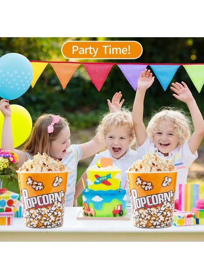 RAYMEA Plastic Popcorn Containers Retro Style Reusable Popcorn Buckets for Movie Night 7.1”x7.1”x5.1” - 4 Pack… - Image 3