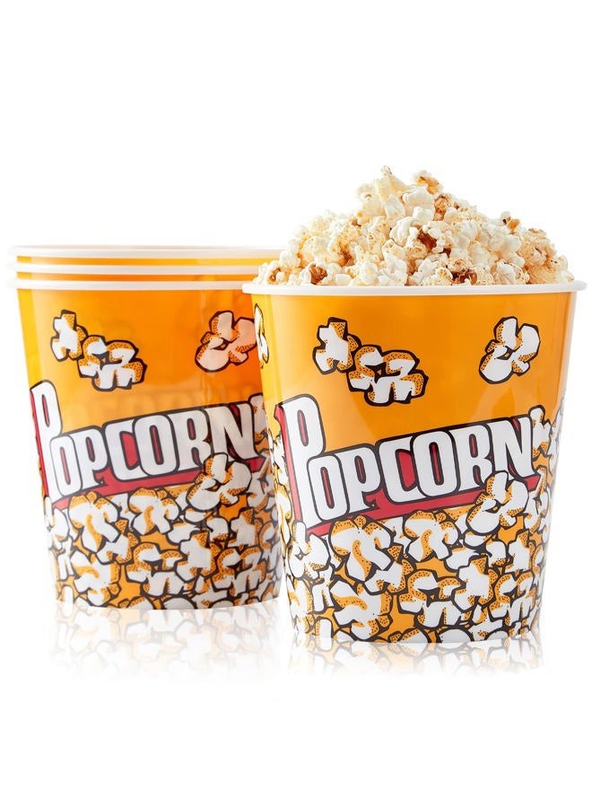 RAYMEA Plastic Popcorn Containers Retro Style Reusable Popcorn Buckets for Movie Night 7.1”x7.1”x5.1” - 4 Pack… - Image 1