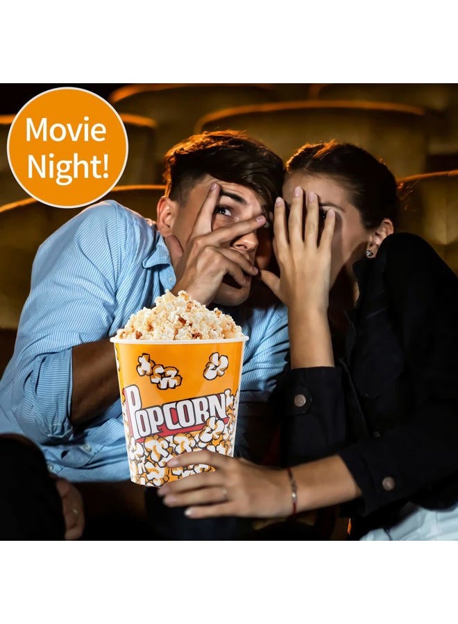 RAYMEA Plastic Popcorn Containers Retro Style Reusable Popcorn Buckets for Movie Night 7.1”x7.1”x5.1” - 4 Pack… - Image 4