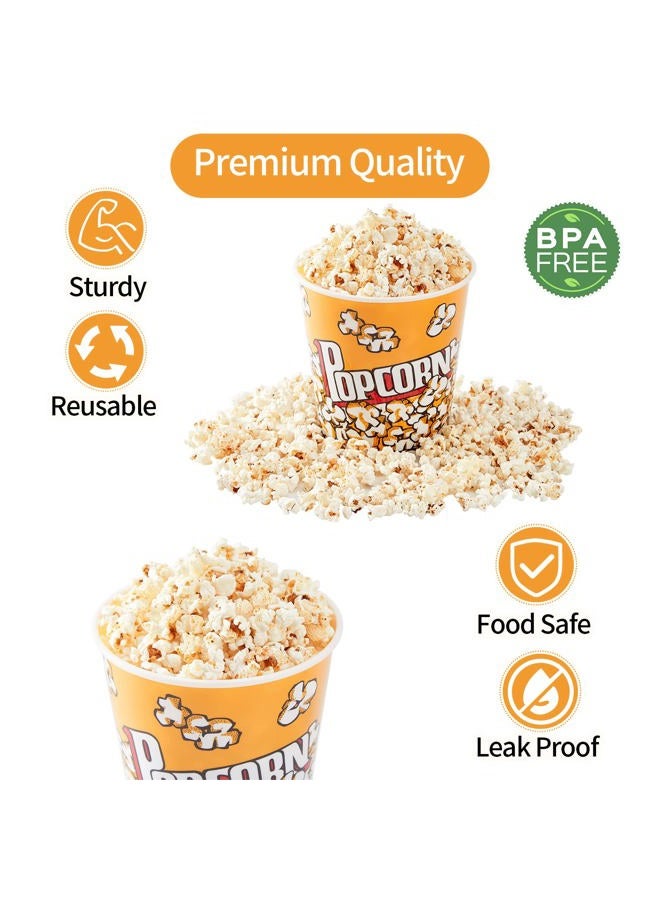RAYMEA Plastic Popcorn Containers Retro Style Reusable Popcorn Buckets for Movie Night 7.1”x7.1”x5.1” - 4 Pack… - Image 2