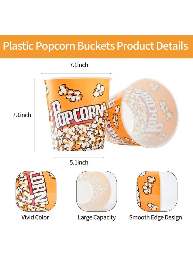 RAYMEA Plastic Popcorn Containers Retro Style Reusable Popcorn Buckets for Movie Night 7.1”x7.1”x5.1” - 4 Pack… - Image 5
