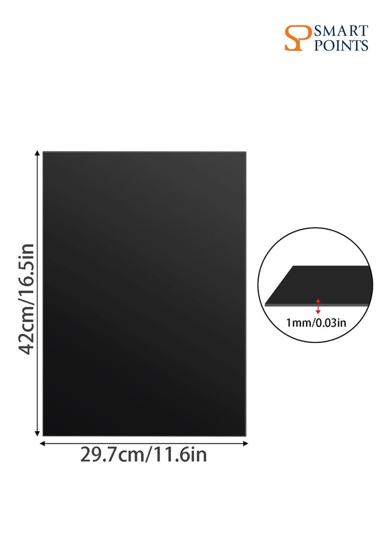 SMARTPOINTS - Pack of 4 Acrylic Sheets Acrylic Glass Black Plate A3 1 mm Thick Acrylic Panels Crystal Clear Plastic Plate Shatter proof Plastic Panels for Crafts, Painting, Home Decoration 42 x 29.7 cm - Image 1