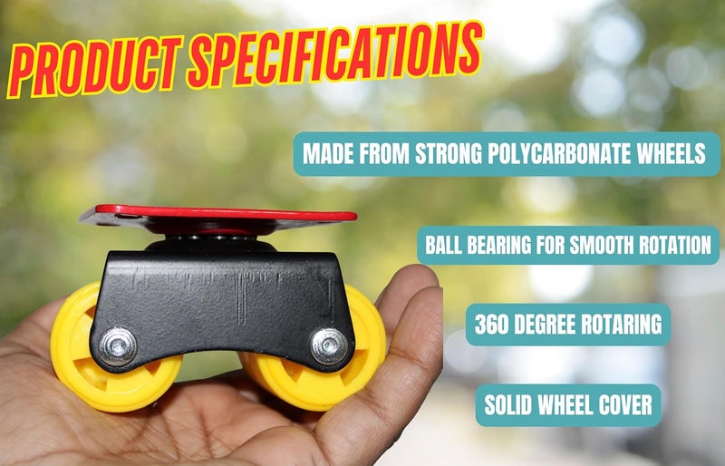 Halsey caster wheels for furniture 360 Degrees Moving Caster Wheel with Bearingwheels for furniture moving Heavy Duty Weight Capacity upto 500600 Kg PACK OF 4 PIECES - Image 3