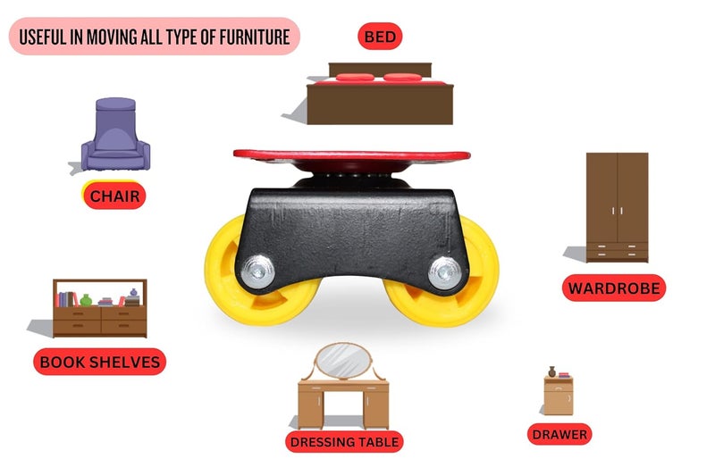 Halsey caster wheels for furniture 360 Degrees Moving Caster Wheel with Bearingwheels for furniture moving Heavy Duty Weight Capacity upto 500600 Kg PACK OF 4 PIECES - Image 5