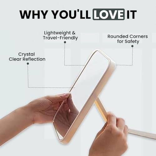 TOMATUS Hand Mirror | Glass Rectangle Cosmetic Standing Mirror for Makeup, Portable for Travel, Camping, Home (Blue - Pack of 1, Rectangular, Floor Mount, Framed) - Image 4
