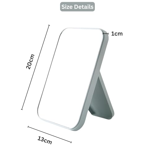 TOMATUS Hand Mirror | Glass Rectangle Cosmetic Standing Mirror for Makeup, Portable for Travel, Camping, Home (Blue - Pack of 1, Rectangular, Floor Mount, Framed) - Image 3