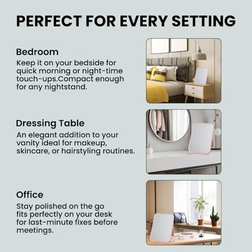 TOMATUS Hand Mirror | Glass Rectangle Cosmetic Standing Mirror for Makeup, Portable for Travel, Camping, Home (Blue - Pack of 1, Rectangular, Floor Mount, Framed) - Image 5
