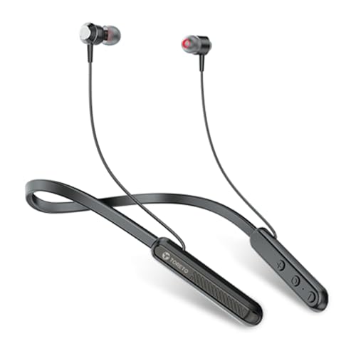 Toreto Alpha Neo Wireless Earphone Bluetooth Neckband with ENC Mic, Anti Lost, Dual Device Pairing, 30Hr Playtime, Type C Fast Charging, Voice Assistant, & in-line Controls (Black) - Image 1