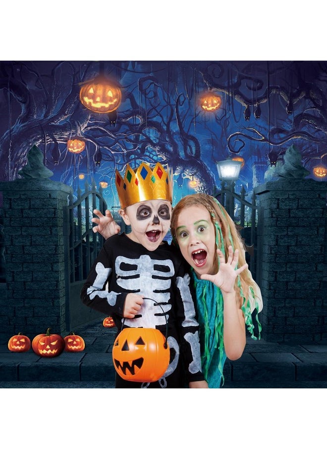 Dudaacvt 8X8Ft Halloween Photography Backdrop Hallowmas Eve Gloomy Devil Pumpkin Background Horrible Scary Nightmare Party Banner Dress Up Decor Favors Gifts Photobooth Props  - Image 2