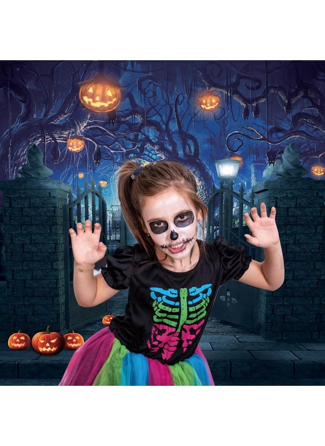 Dudaacvt 8X8Ft Halloween Photography Backdrop Hallowmas Eve Gloomy Devil Pumpkin Background Horrible Scary Nightmare Party Banner Dress Up Decor Favors Gifts Photobooth Props  - Image 4