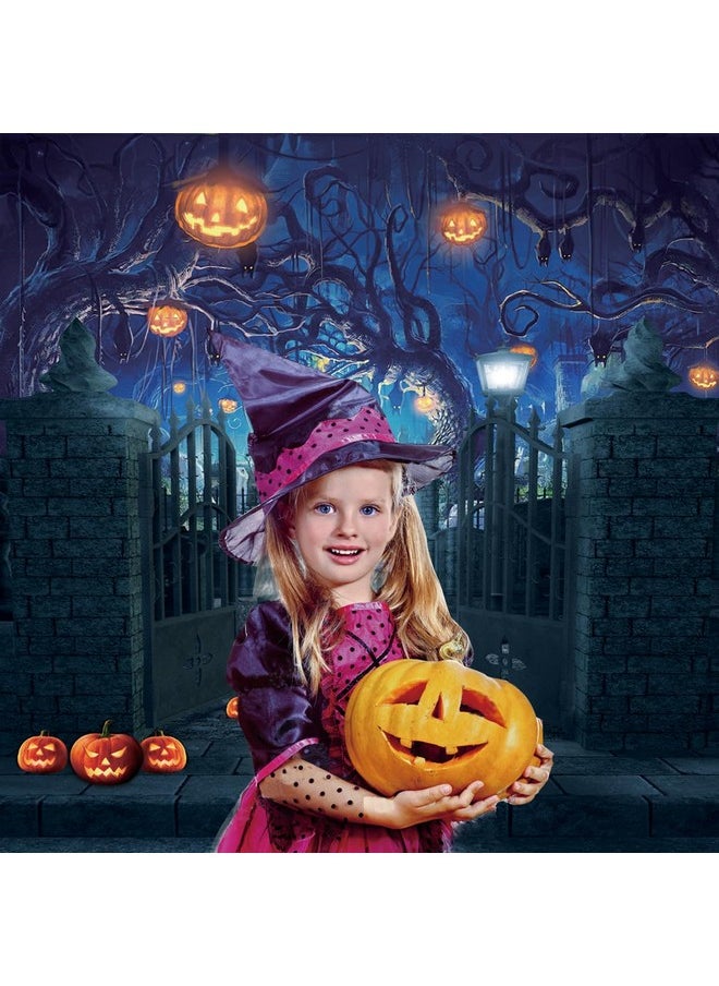 Dudaacvt 8X8Ft Halloween Photography Backdrop Hallowmas Eve Gloomy Devil Pumpkin Background Horrible Scary Nightmare Party Banner Dress Up Decor Favors Gifts Photobooth Props  - Image 5