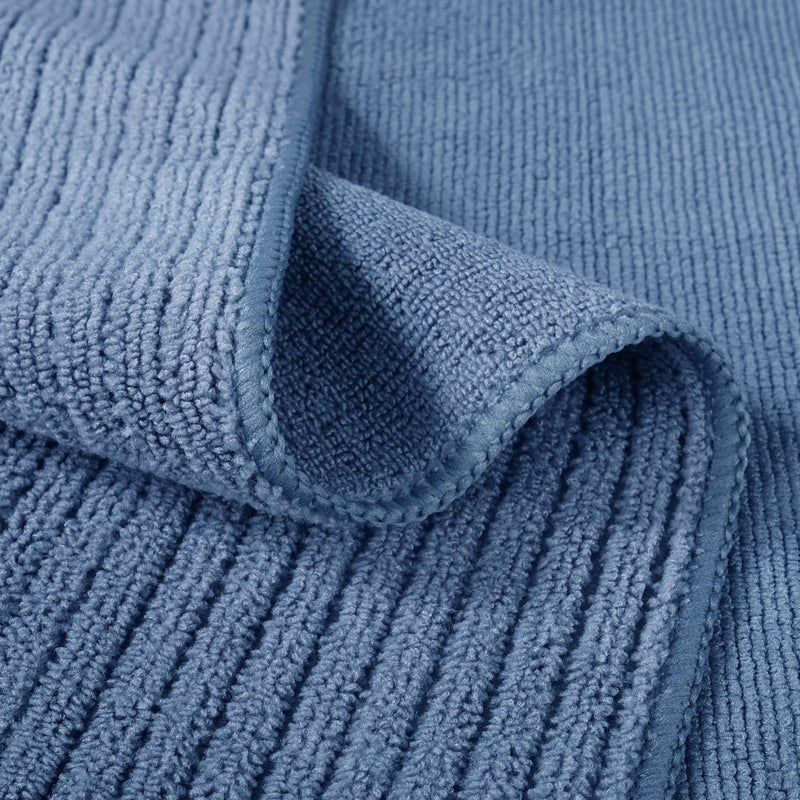 POLYTE Premium Microfiber All-Purpose Ribbed Terry Kitchen Towel, 12 Pack (Blue, Gray, Teal, 16x28 in) - Image 3