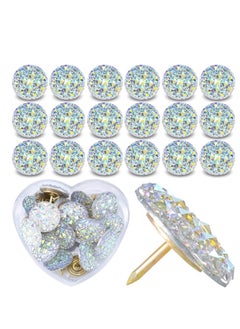 Excefore Push Pins 20PCS Thumb Tacks Decoration Rhinestone Jumbo Round Head Bling Crystal Sparkl Diamand Colorful Pushpins Gorgeous Cork Bulletin Board Map for School Office Home(0.68 Inch)  - Image 1