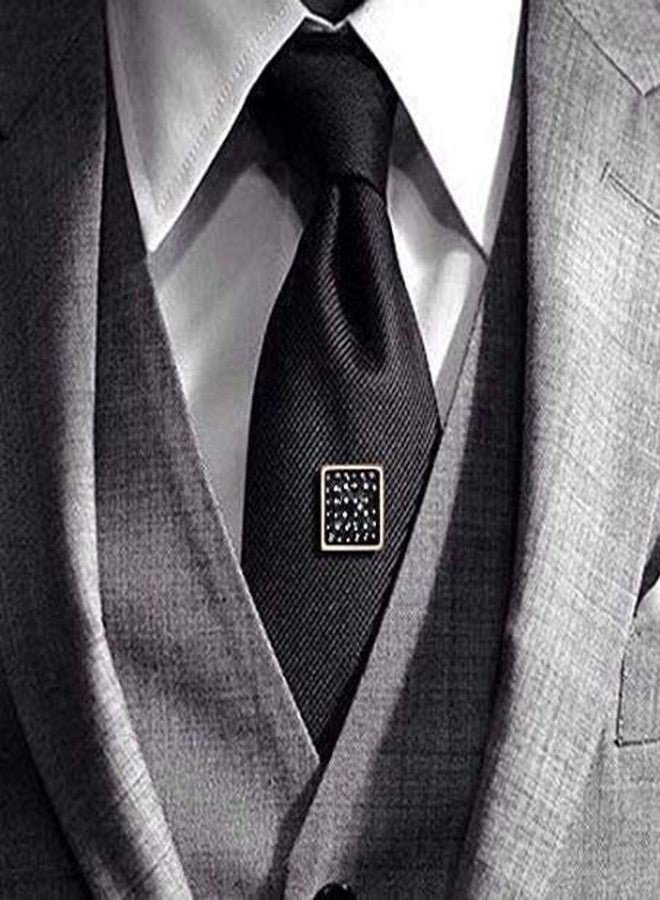 DeePerfetto Rose Gold Black Stone Setting Tie Tack Tie Pin Tie Bar Lapel pin for Men - Image 2