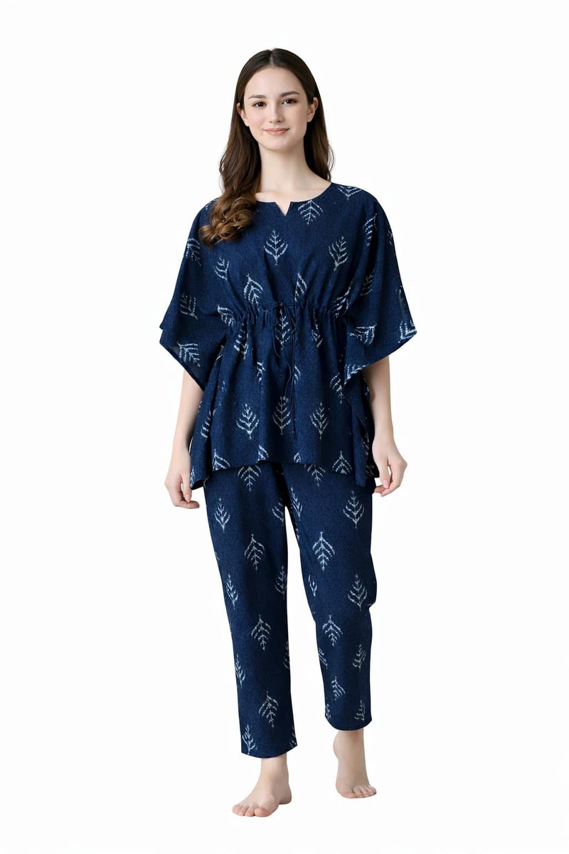 Ichaa Women Regular Night Wear Kaftan-BlueArrow Blue - Image 1