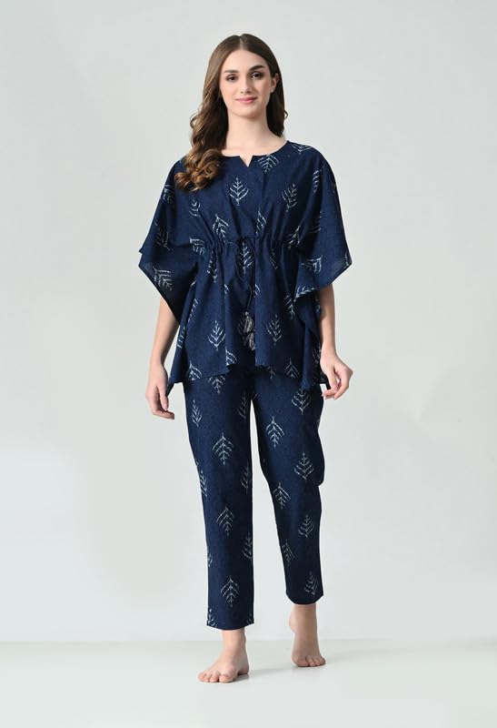 Ichaa Women Regular Night Wear Kaftan-BlueArrow Blue - Image 2