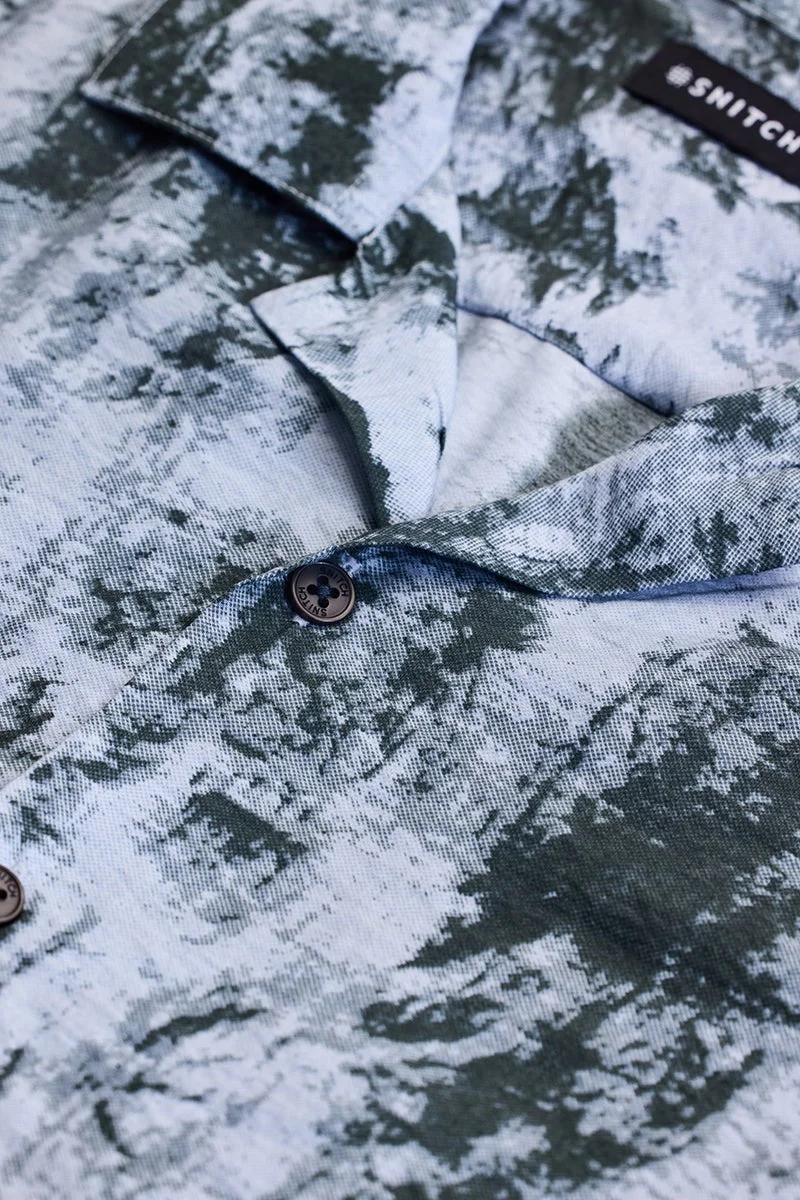 SNITCH Light Blue Printed Half Sleeve Boxy Shirt