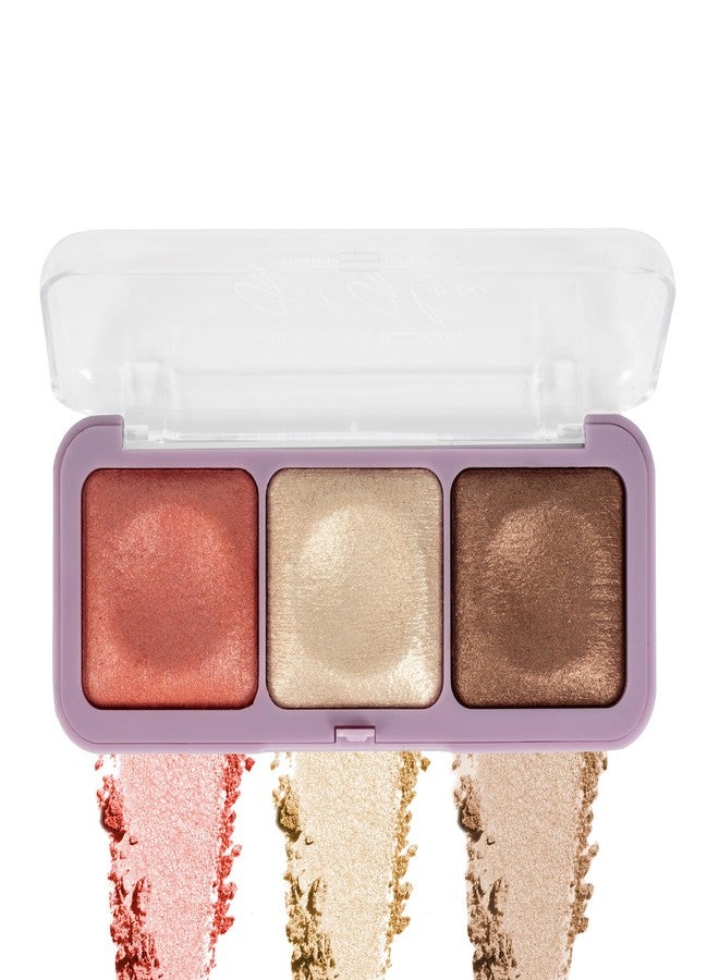 Hilary Rhoda Get Glow Highlighter Palette | Ultra Blendable & Long Lasting | Shimmer Finish & Illuminating Glow | Highly Pigmented & Easy To Blend Shades | 3 Shades in 1 Palette - 15g (Shade - 01) - Image 1