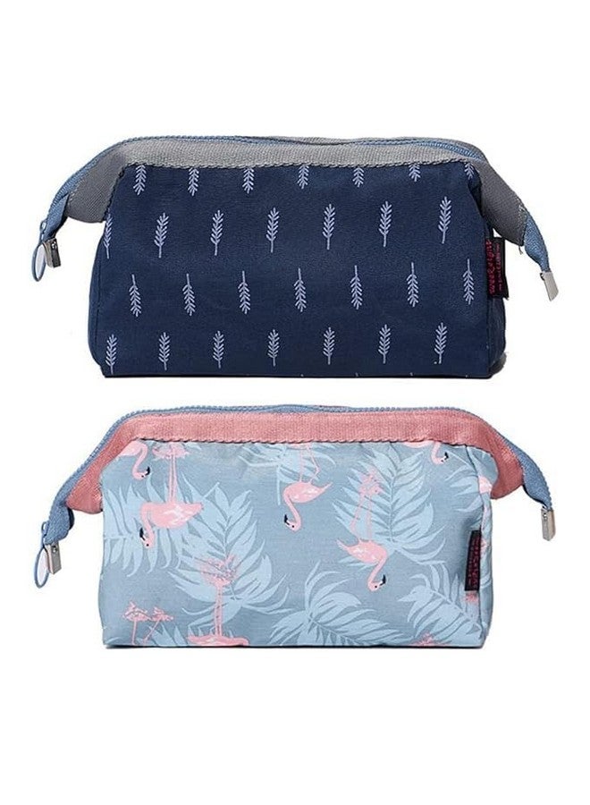 EAFTOS Unisex Travel Toiletry & Makeup Organizer Bag - 12cm Compact Pouch for Grooming, Shaving, Cosmetics & Essentials - Lightweight, Durable & Perfect (2, Navy Blue & Sky Blue) - Image 1