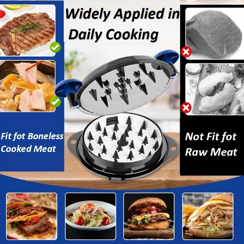 TAREG Chicken Shredder Tool Twist Pro - Large Meat Shredder for Chicken Breast, Pulled Pork, Beef with Upgraded Stainless Steel Spikes Wall Mounted Design BPA-Free Kitchen Essentials Gadgets (Blue/Black) - Image 4