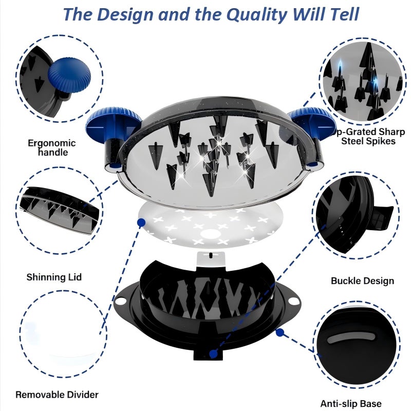 TAREG Chicken Shredder Tool Twist Pro - Large Meat Shredder for Chicken Breast, Pulled Pork, Beef with Upgraded Stainless Steel Spikes Wall Mounted Design BPA-Free Kitchen Essentials Gadgets (Blue/Black) - Image 2