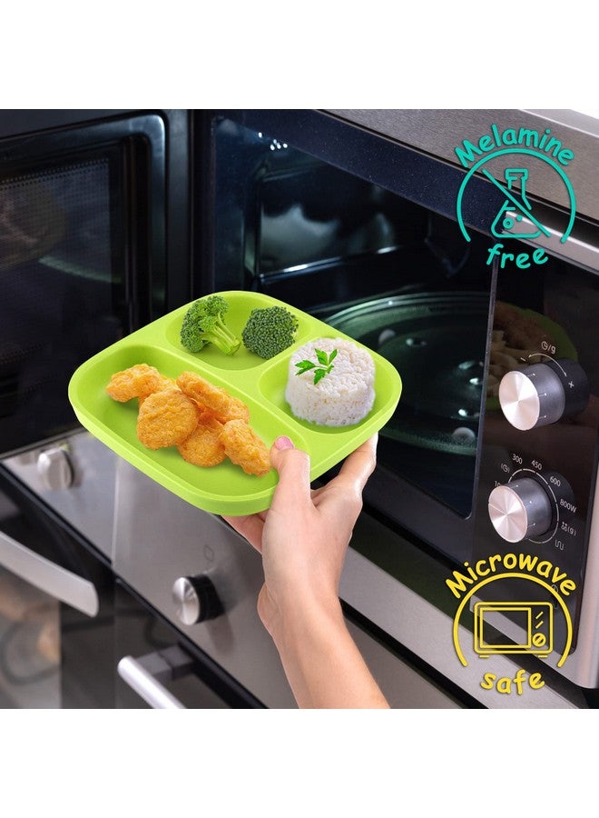 GET FRESH PLA Kids Divided Plates Set - 2-pack Melamine-Free Sectioned Plates for Kids and Toddlers - Stackable BPA-free Childrens Dinnerware Divider Plates - Reusable 3 Compartment Kids Plates - Image 4