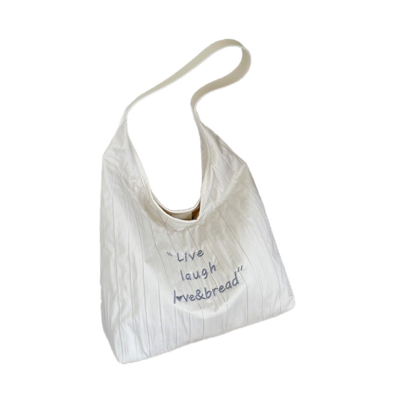 Canvas Shoulder Bag with Letter Print - Image 5