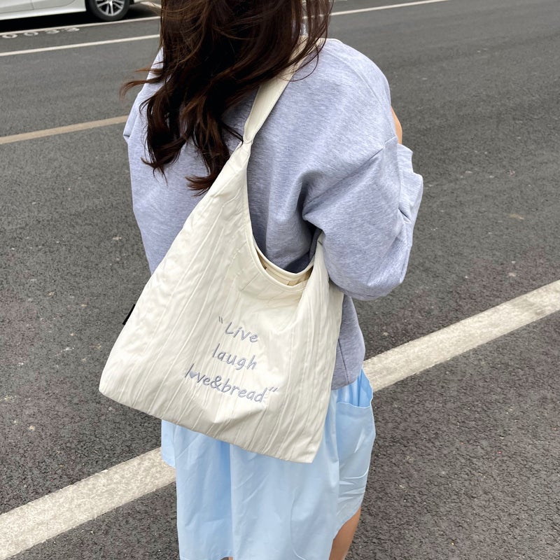Canvas Shoulder Bag with Letter Print - Image 1