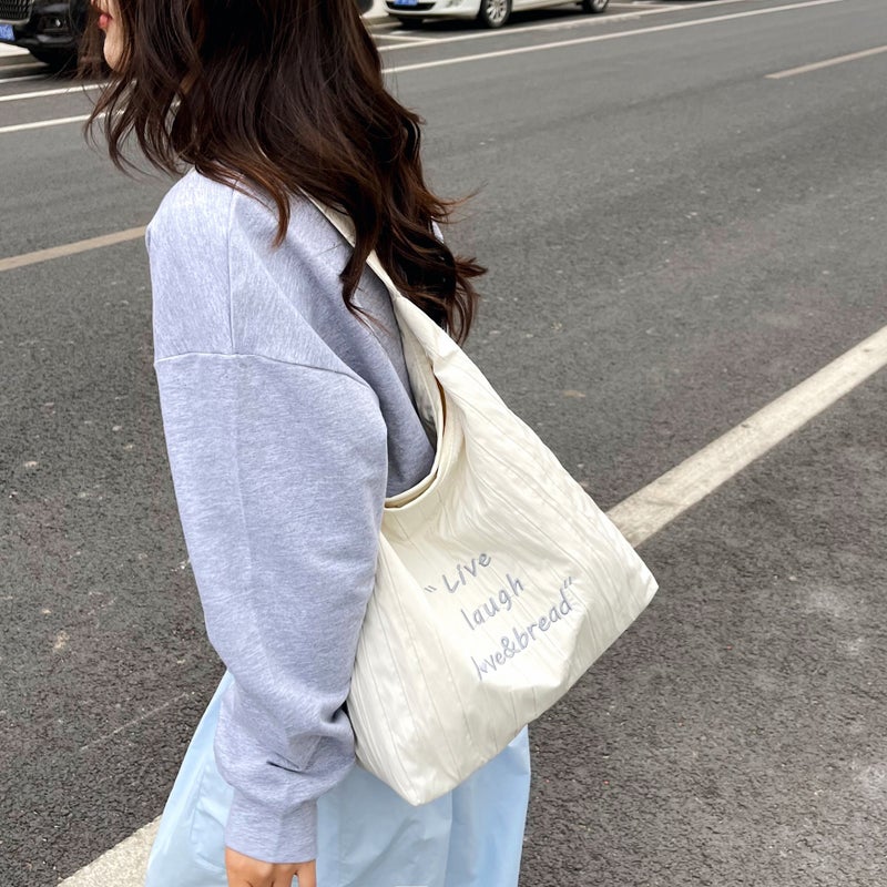 Canvas Shoulder Bag with Letter Print - Image 4