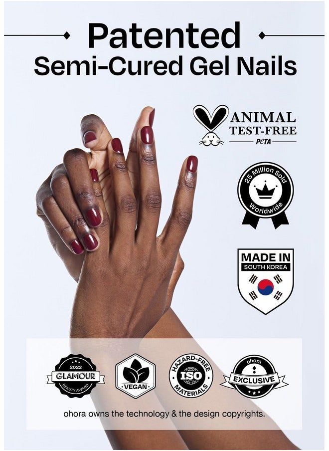 اوهورا شرائح أظافر جل شبه معالجة من أوهورا (N Basic Nails رقم 3) - لون طبيعي، لامع، يعمل مع مصابيح الأشعة فوق البنفسجية/LED، بجودة صالونات التجميل، يدوم طويلًا، سهل الاستخدام والإزالة - يتضمن 2 وسادة تحضير، مبرد أظافر وعصا خشبية  - Image 3