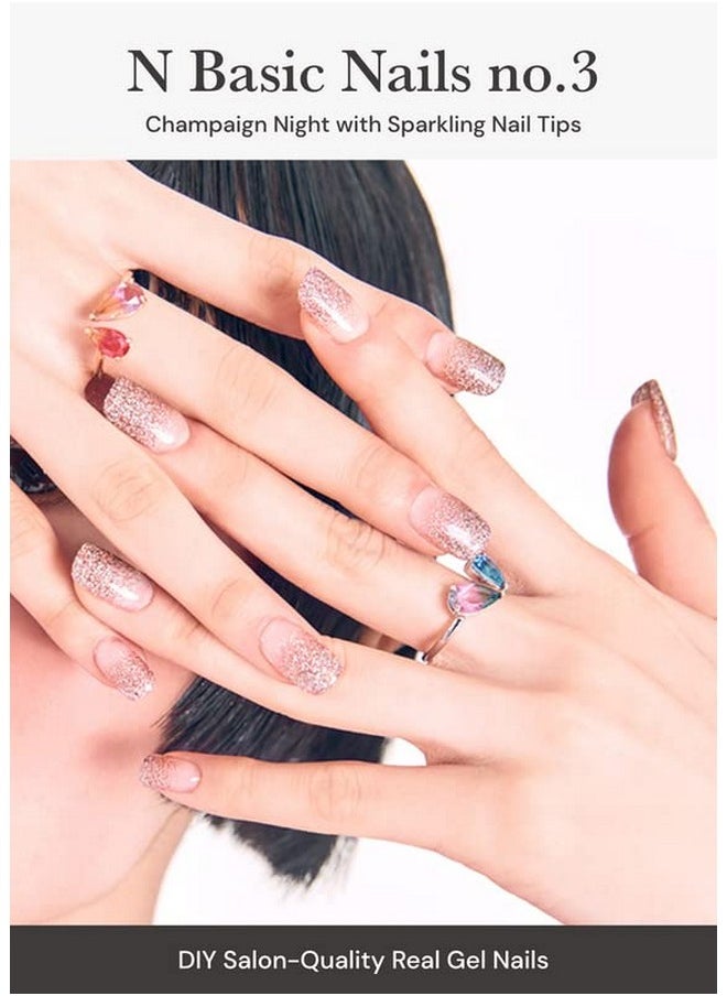 اوهورا شرائح أظافر جل شبه معالجة من أوهورا (N Basic Nails رقم 3) - لون طبيعي، لامع، يعمل مع مصابيح الأشعة فوق البنفسجية/LED، بجودة صالونات التجميل، يدوم طويلًا، سهل الاستخدام والإزالة - يتضمن 2 وسادة تحضير، مبرد أظافر وعصا خشبية  - Image 2